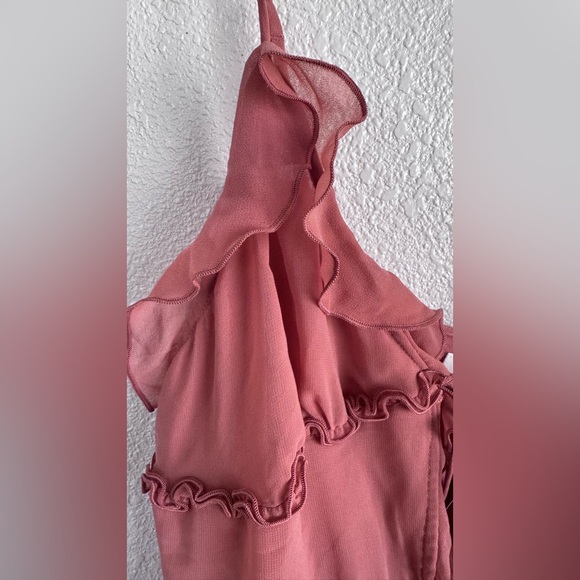 Aritzia Wilfred Amore Cami NWT Dusty Rose Ruffle Tie-Front Chiffon Tank - Picture 6 of 13